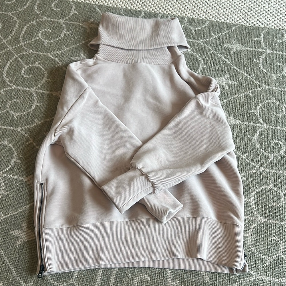 Varley Ribbed Blush Pink Turtleneck Pullover XS